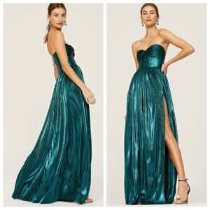 Bronx and Banco Teal Strapless Maxi Dress